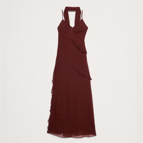 NWT! Banana Republic Georgette Ruffle Maxi Dress with Scarf - Size 8 🪷 - Picture 4 of 5